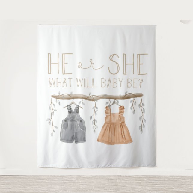 Paper Napkin, He or She, Baby shower,  Wandteppich (Vorderseite)