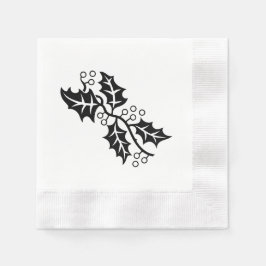 Paper Napkin - Holly-Blätter in Schwarz und Weiß Serviette