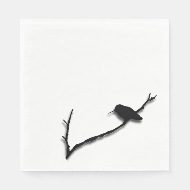 Paper Napkin - Hummingbird-Silhouette am Zweig Serviette (Vorderseite)