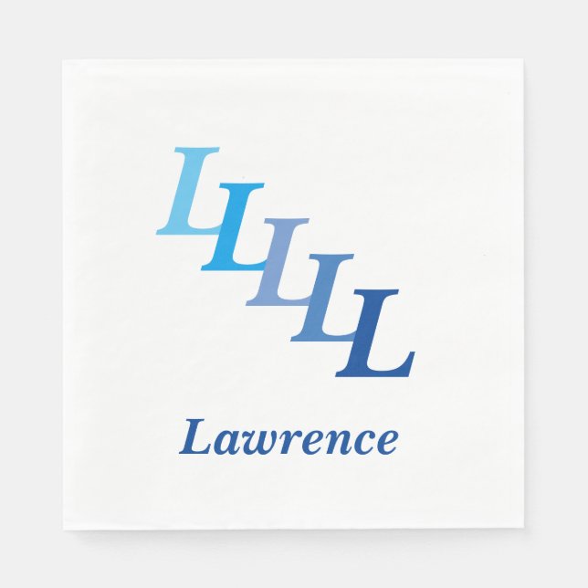 Paper Napkin - Initialen mit Namen in Blau Serviette (Vorderseite)