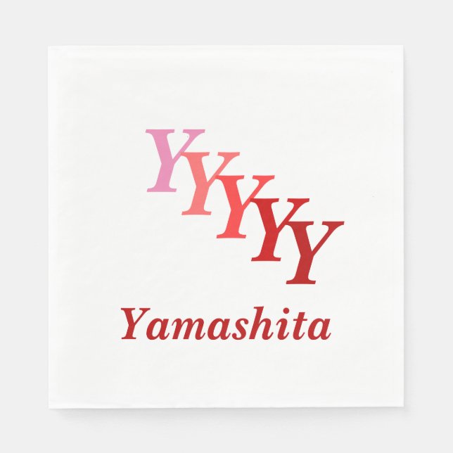 Paper Napkin - Initialen mit rotem Namen Serviette (Vorderseite)