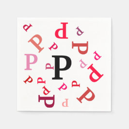 Paper Napkin - Jumbled Letters in Reds und Pinks Serviette