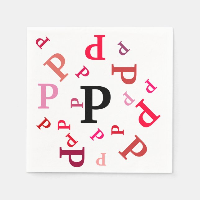Paper Napkin - Jumbled Letters in Reds und Pinks Serviette (Vorderseite)