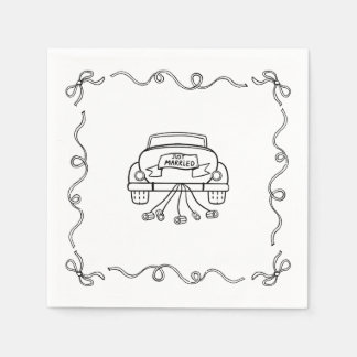 Paper Napkin - Just Married - Getaway Car Serviette