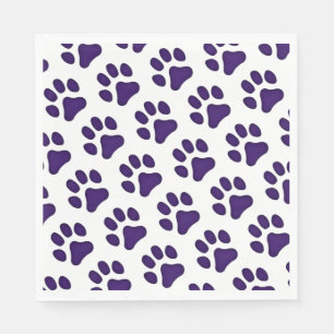 Paper Napkin Lila Paw Prints Serviette