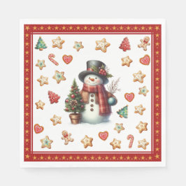 Paper Napkin Lunch Snowman and Christmas Cookies Serviette