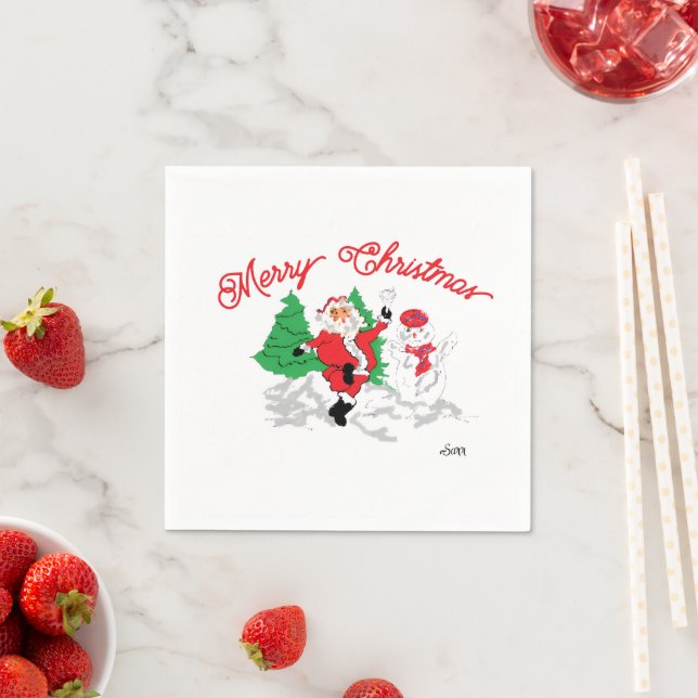  Paper Napkin  : Merry Christmas Serviette (Beispiel)