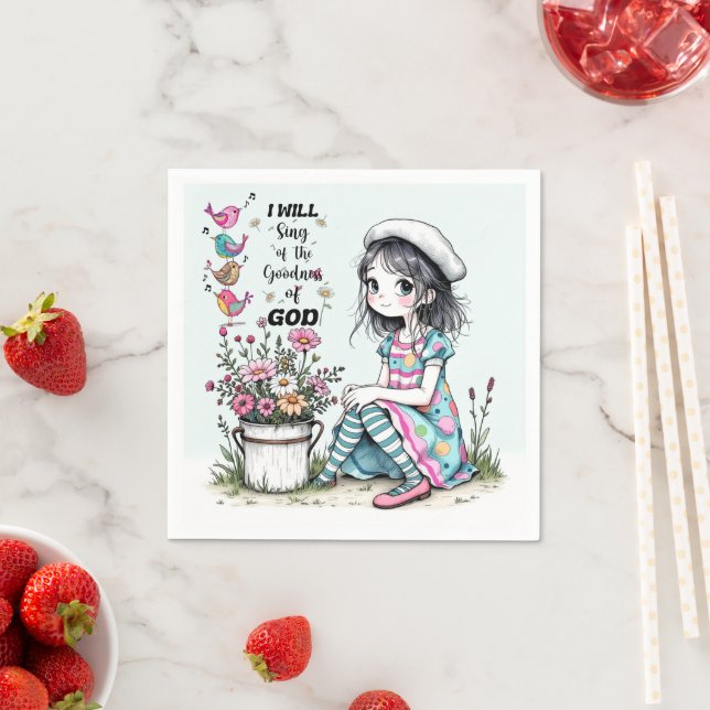 Paper Napkin Niedlich Whimsy Girl mit farbenfrohen Serviette (Beispiel)
