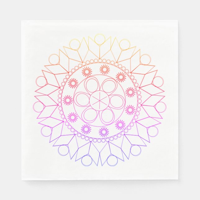 Paper Napkin - Pastellfarbenes Mandala-Muster Serviette (Vorderseite)