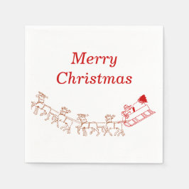 Paper Napkin - Santa and Sleigh (v2) Serviette