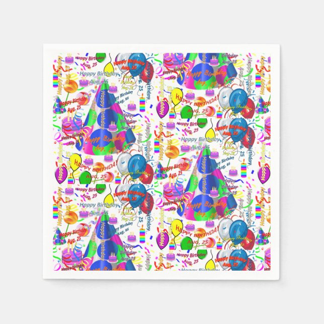 Paper Napkins August, 25 Geburtstag Serviette (Vorderseite)