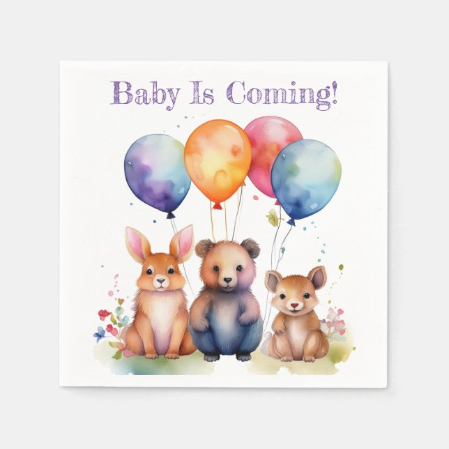 Paper Napkins Baby kommt Serviette (Vorderseite)