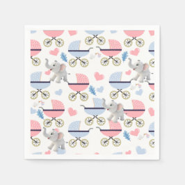 Paper Napkins Baby Stroller Elephant Stork  Serviette