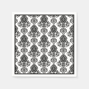 Paper Napkins-Black Damask Serviette