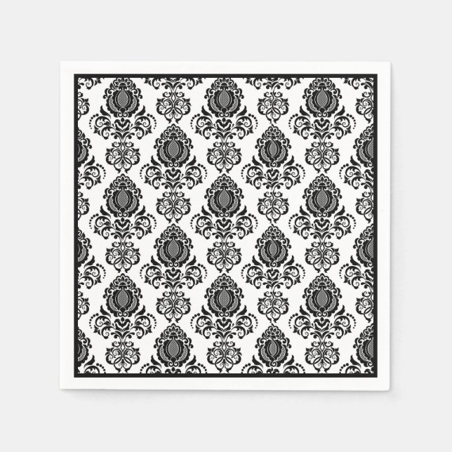 Paper Napkins-Black Damask Serviette (Vorderseite)