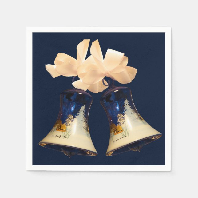 Paper Napkins Blue Christmas Jingle Bells Serviette (Vorderseite)