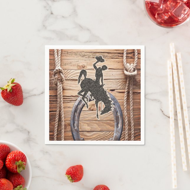 Paper Napkins, Cowboy Horse Wood Rope Serviette (Beispiel)