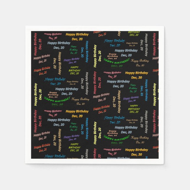 Paper Napkins Dezember, 20 Geburtstag Serviette (Vorderseite)