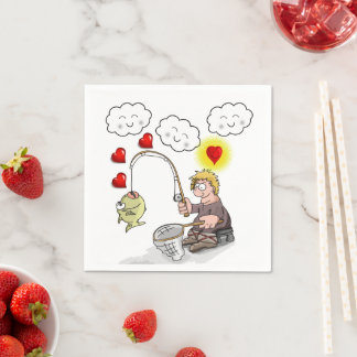 Paper Napkins, Fisherman Fishing Fish Clouds Serviette