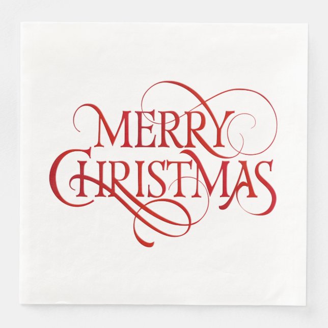 Paper Napkins - Frohe Weihnachts-Rot Serviette (Vorderseite)