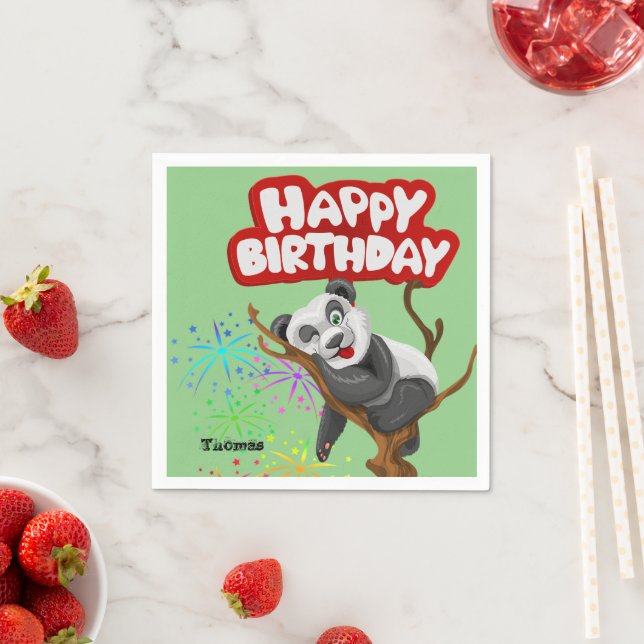 Paper Napkins, glücklich zum Geburtstag Panda Bäre Serviette (Beispiel)