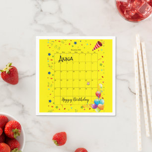 Paper Napkins, Happy Birthday Dezember 2022 Gelb Serviette