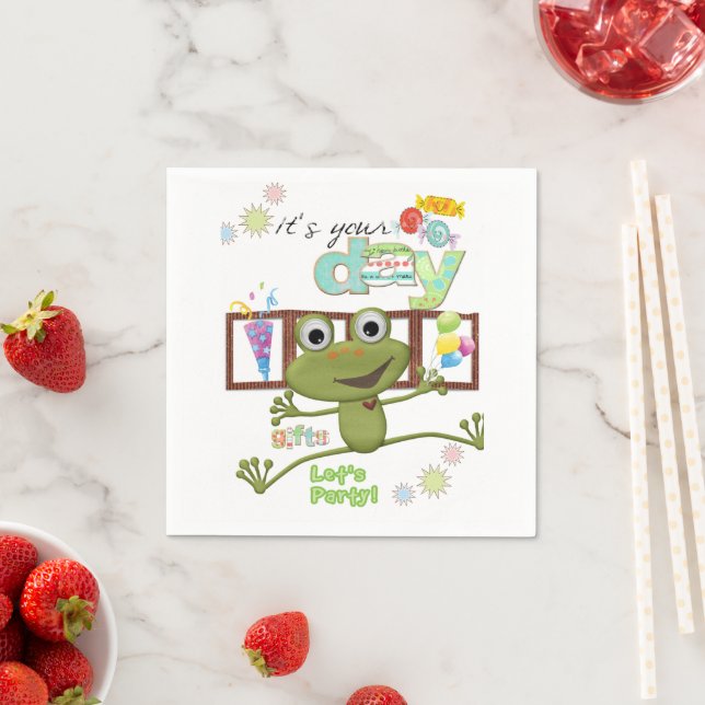 Paper Napkins, Happy Birthday Friends Frog Serviette (Beispiel)