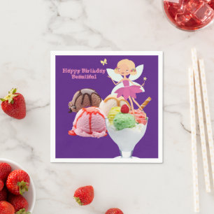 Paper Napkins, Happy Birthday Ice Cream Fairy Serviette