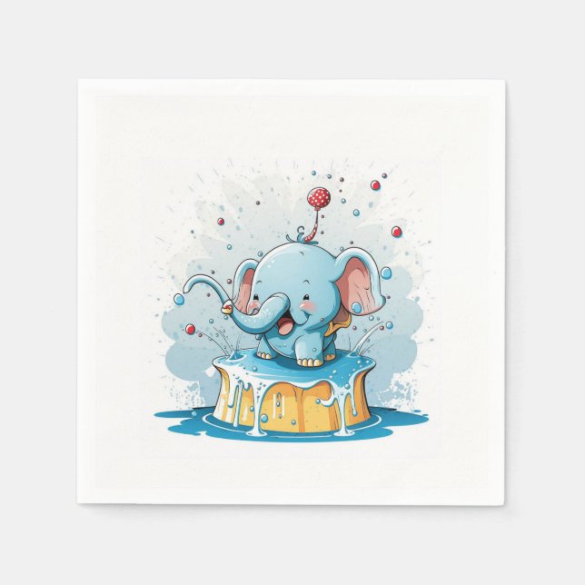 Paper Napkins Happy Blue Elephant  Serviette (Vorderseite)