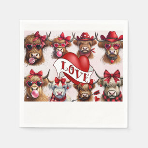 Paper Napkins Happy Valentine's Day Cows Serviette