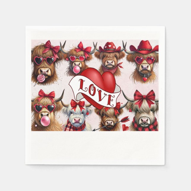 Paper Napkins Happy Valentine's Day Cows Serviette (Vorderseite)