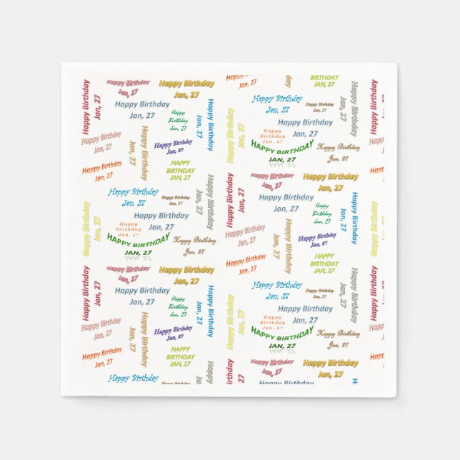 Paper Napkins Januar, 27 Geburtstag Serviette (Vorderseite)