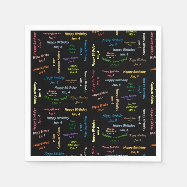 Paper Napkins Januar, 4. Geburtstag Serviette (Vorderseite)