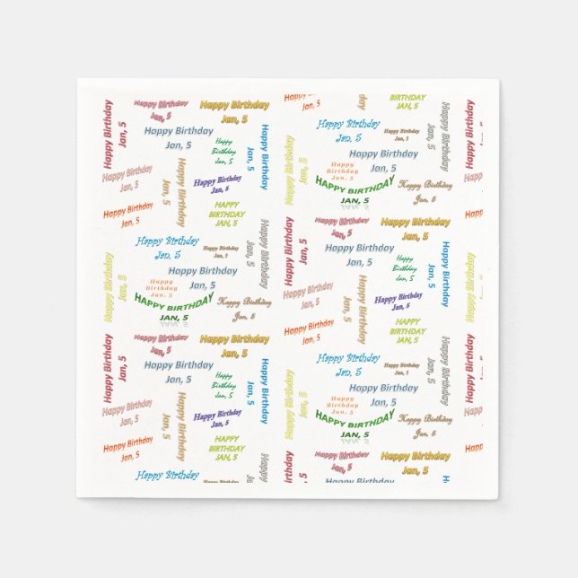 Paper Napkins Januar, 5. Geburtstag Serviette (Vorderseite)