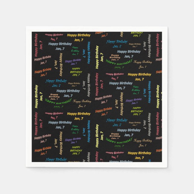 Paper Napkins Januar, 7. Geburtstag Serviette (Vorderseite)