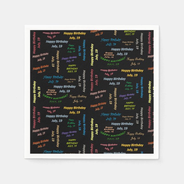 Paper Napkins Juli, 19 Geburtstag Serviette (Vorderseite)