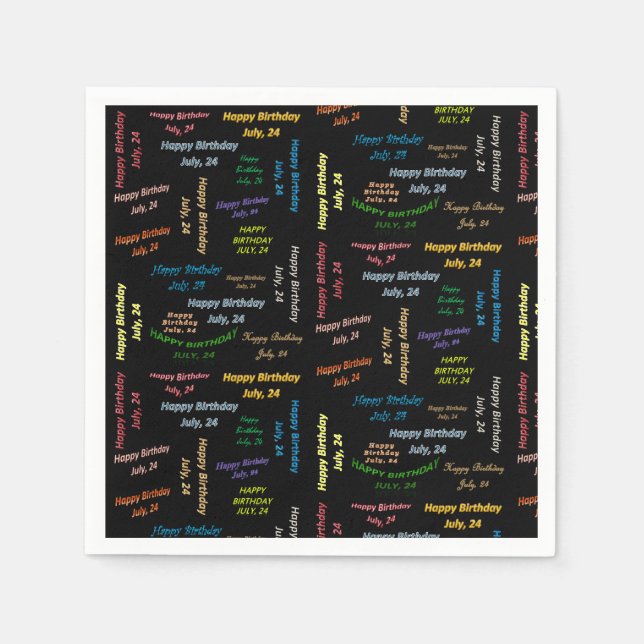 Paper Napkins Juli, 24 Geburtstag Serviette (Vorderseite)