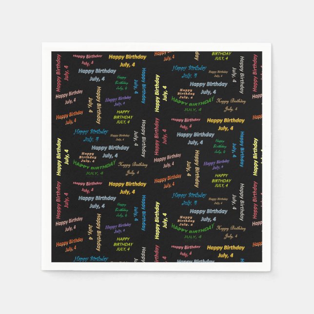 Paper Napkins Juli, 4 Geburtstag Serviette (Vorderseite)