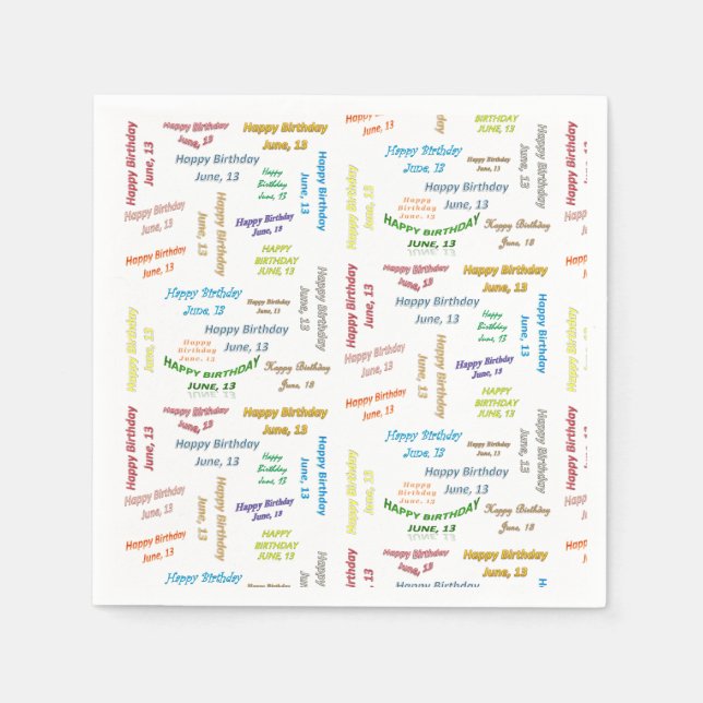 Paper Napkins Juni, 13 Geburtstag Serviette (Vorderseite)