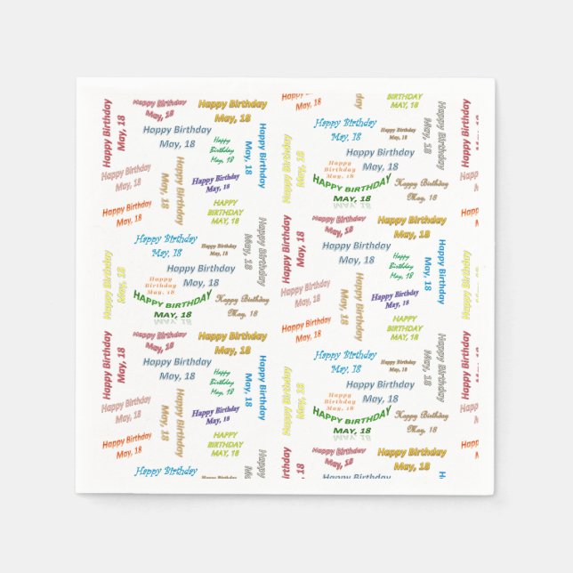 Paper Napkins Mai, 18 Geburtstag Serviette (Vorderseite)