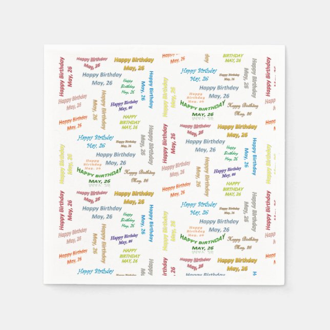 Paper Napkins Mai, 26 Geburtstag Serviette (Vorderseite)