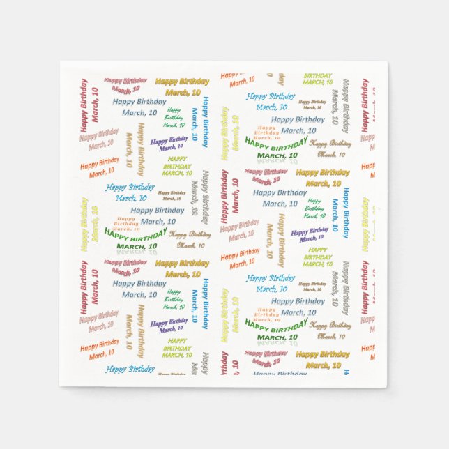 Paper Napkins März, 10 Geburtstag Serviette (Vorderseite)