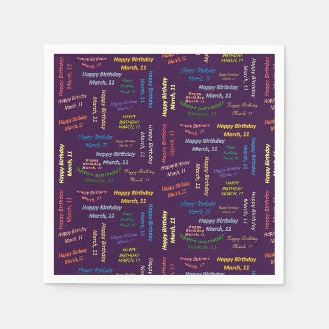 Paper Napkins März, 11 Geburtstag Serviette (Vorderseite)