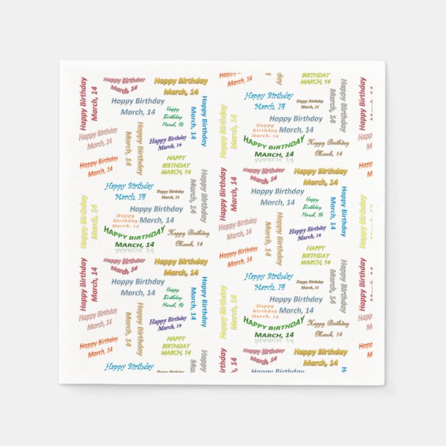 Paper Napkins März, 14 Geburtstag Serviette (Vorderseite)