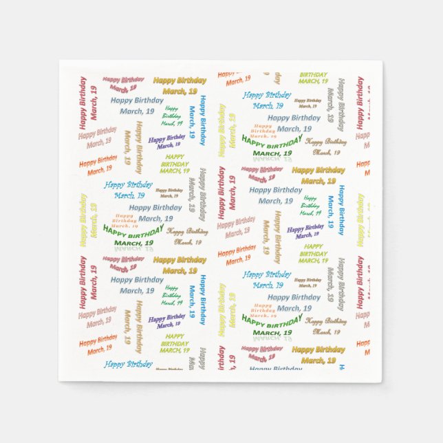 Paper Napkins März, 19 Geburtstag Serviette (Vorderseite)