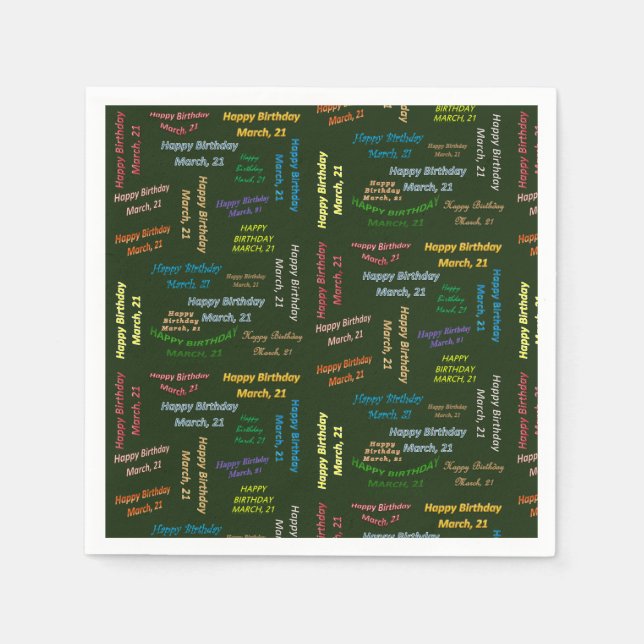 Paper Napkins März, 21. Geburtstag Serviette (Vorderseite)