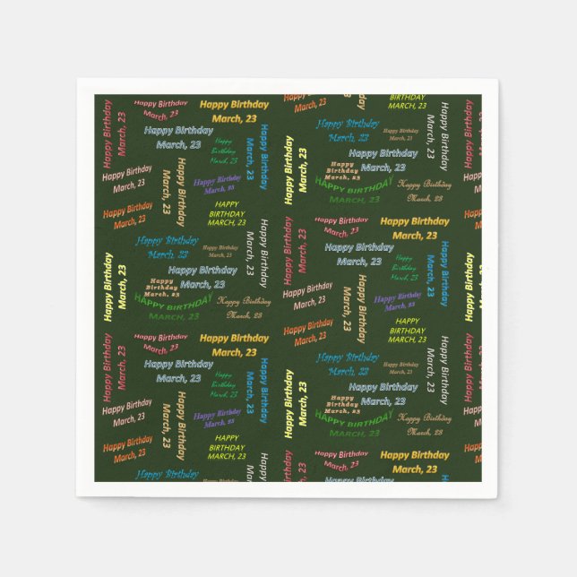 Paper Napkins März, 23 Geburtstag Serviette (Vorderseite)
