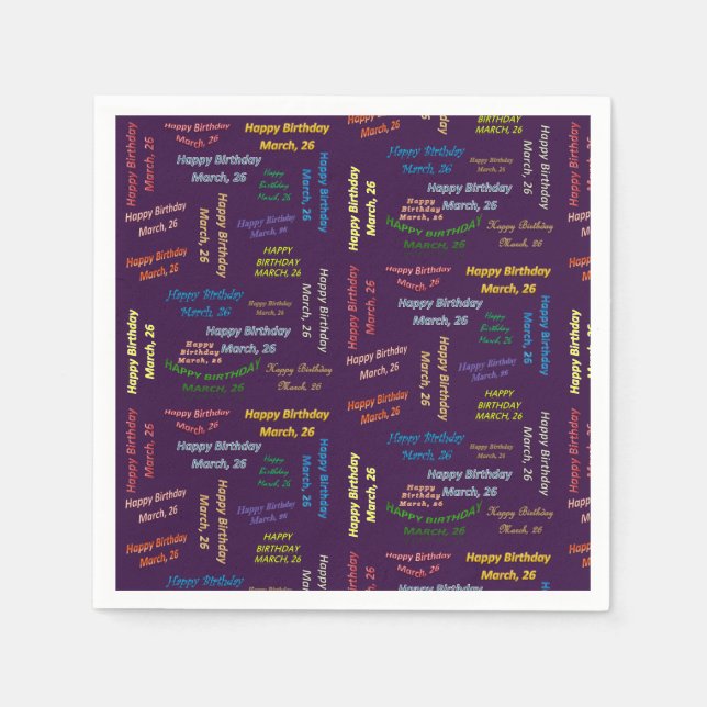 Paper Napkins März, 26 Geburtstag Serviette (Vorderseite)