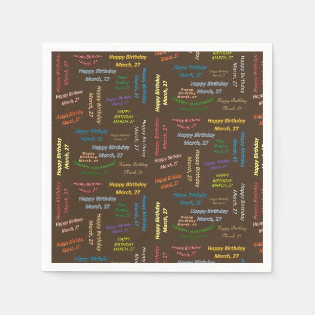 Paper Napkins März, 27 Geburtstag Serviette (Vorderseite)