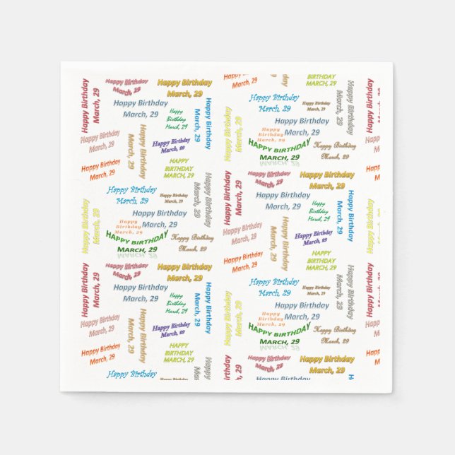 Paper Napkins März, 29. Geburtstag Serviette (Vorderseite)